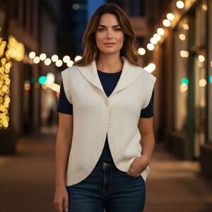 Ellen Tracy XXL Cable Knit Sweater Vest NWT Cream Cozy Layering  Winter Style